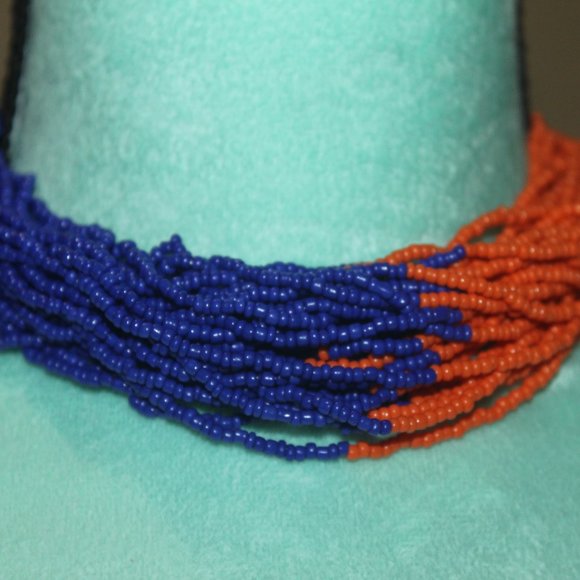 Florida Gators Colors Seed Bead Necklace - Picture 2 of 3